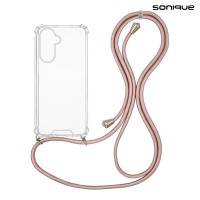 Θήκη Σιλικόνης με Κορδόνι Sonique Armor Clear Samsung Galaxy A36 5G Ροζ Χρυσό Σατινέ