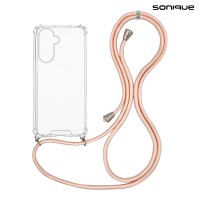 Θήκη Σιλικόνης με Κορδόνι Sonique Armor Clear Samsung Galaxy A36 5G Ροζ Σατινέ