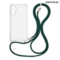 Θήκη Σιλικόνης με Κορδόνι Sonique Armor Clear Samsung Galaxy M15 5G Πράσινο Σκούρο