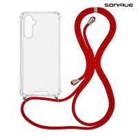 Θήκη Σιλικόνης με Κορδόνι Sonique Armor Clear Samsung Galaxy M15 5G Κόκκινο