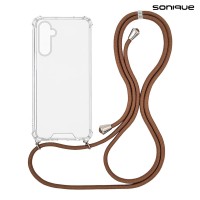 Θήκη Σιλικόνης με Κορδόνι Sonique Armor Clear Samsung Galaxy M15 5G Καφέ