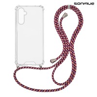 Θήκη Σιλικόνης με Κορδόνι Sonique Armor Clear Samsung Galaxy M15 5G Rainbow Μπορντό