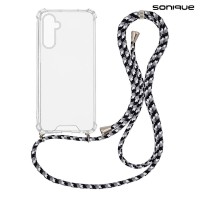 Θήκη Σιλικόνης με Κορδόνι Sonique Armor Clear Samsung Galaxy M15 5G Rainbow Μαύρο