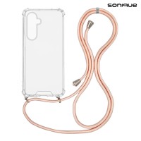 Θήκη Σιλικόνης με Κορδόνι Sonique Armor Clear Samsung Galaxy M35 5G Ροζ Σατινέ