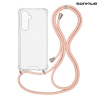 Θήκη Σιλικόνης με Κορδόνι Sonique Armor Clear Samsung Galaxy M35 5G Ροζ