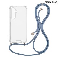 Θήκη Σιλικόνης με Κορδόνι Sonique Armor Clear Samsung Galaxy M35 5G Μπλε Γκρι