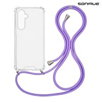 Θήκη Σιλικόνης με Κορδόνι Sonique Armor Clear Samsung Galaxy M35 5G Λιλά
