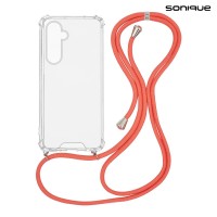 Θήκη Σιλικόνης με Κορδόνι Sonique Armor Clear Samsung Galaxy M35 5G Κοραλλί