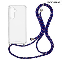Θήκη Σιλικόνης με Κορδόνι Sonique Armor Clear Samsung Galaxy M35 5G Rainbow Μπλε