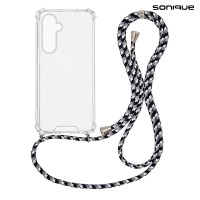 Θήκη Σιλικόνης με Κορδόνι Sonique Armor Clear Samsung Galaxy M35 5G Rainbow Μαύρο