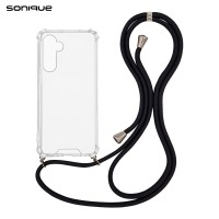 Θήκη Σιλικόνης με Κορδόνι Sonique Armor Clear Samsung Galaxy M55 5G Μαύρο