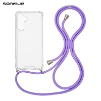 Θήκη Σιλικόνης με Κορδόνι Sonique Armor Clear Samsung Galaxy M55 5G Λιλά