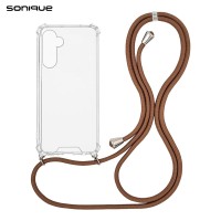 Θήκη Σιλικόνης με Κορδόνι Sonique Armor Clear Samsung Galaxy M55 5G Καφέ