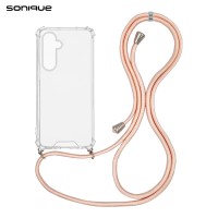 Θήκη Σιλικόνης με Κορδόνι Sonique Armor Clear Samsung Galaxy S24 FE Ροζ Σατινέ