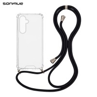 Θήκη Σιλικόνης με Κορδόνι Sonique Armor Clear Samsung Galaxy S24 FE Μαύρο