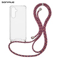 Θήκη Σιλικόνης με Κορδόνι Sonique Armor Clear Samsung Galaxy S24 FE Rainbow Μπορντό