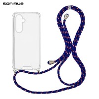 Θήκη Σιλικόνης με Κορδόνι Sonique Armor Clear Samsung Galaxy S24 FE Rainbow Μπλε
