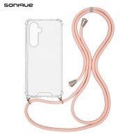 Θήκη Σιλικόνης με Κορδόνι Sonique Armor Clear Samsung Galaxy S25 Ροζ