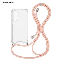 Θήκη Σιλικόνης με Κορδόνι Sonique Armor Clear Samsung Galaxy S25 Plus Ροζ