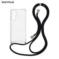 Θήκη Σιλικόνης με Κορδόνι Sonique Armor Clear Samsung Galaxy S25 Plus Μαύρο
