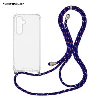 Θήκη Σιλικόνης με Κορδόνι Sonique Armor Clear Samsung Galaxy S25 Plus Rainbow Μπλε