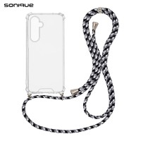 Θήκη Σιλικόνης με Κορδόνι Sonique Armor Clear Samsung Galaxy S25 Plus Rainbow Μαύρο