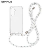 Θήκη Σιλικόνης με Κορδόνι Sonique Armor Clear Samsung Galaxy S25 Plus Rainbow Λευκό