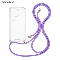 Θήκη Σιλικόνης με Κορδόνι Sonique Armor Clear Samsung Galaxy S25 Ultra Λιλά