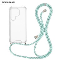 Θήκη Σιλικόνης με Κορδόνι Sonique Armor Clear Samsung Galaxy S25 Ultra Rainbow Βεραμάν
