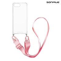 Θήκη Σιλικόνης με Strap Sonique Armor Clear Apple iPhone 16e / iPhone 17e Ροζ