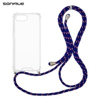 Θήκη Σιλικόνης με Κορδόνι Sonique Armor Clear Apple iPhone 16e / iPhone 17e Rainbow Μπλε