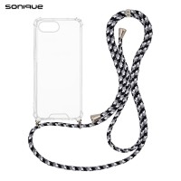 Θήκη Σιλικόνης με Κορδόνι Sonique Armor Clear Apple iPhone 16e / iPhone 17e Rainbow Μαύρο