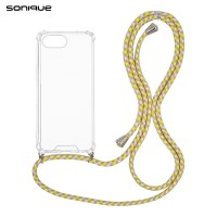 Θήκη Σιλικόνης με Κορδόνι Sonique Armor Clear Apple iPhone 16e / iPhone 17e Rainbow Κίτρινο