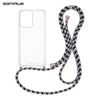 Θήκη Σιλικόνης με Κορδόνι Sonique Armor Clear Motorola Moto G05 4G / Moto E15 4G Rainbow Μαύρο