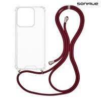 Θήκη Σιλικόνης με Κορδόνι Sonique Armor Clear Motorola Moto G15 4G / Moto G15 Power Μπορντό