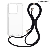 Θήκη Σιλικόνης με Κορδόνι Sonique Armor Clear Motorola Moto G15 4G / Moto G15 Power Μαύρο