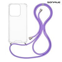 Θήκη Σιλικόνης με Κορδόνι Sonique Armor Clear Motorola Moto G15 4G / Moto G15 Power Λιλά