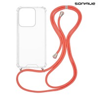Θήκη Σιλικόνης με Κορδόνι Sonique Armor Clear Motorola Moto G15 4G / Moto G15 Power Κοραλλί