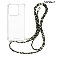 Θήκη Σιλικόνης με Κορδόνι Sonique Armor Clear Motorola Moto G15 4G / Moto G15 Power Rainbow Πράσινο