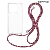 Θήκη Σιλικόνης με Κορδόνι Sonique Armor Clear Motorola Moto G15 4G / Moto G15 Power Rainbow Μπορντό