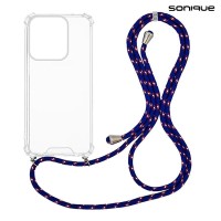 Θήκη Σιλικόνης με Κορδόνι Sonique Armor Clear Motorola Moto G15 4G / Moto G15 Power Rainbow Μπλε