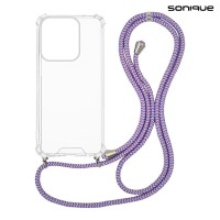 Θήκη Σιλικόνης με Κορδόνι Sonique Armor Clear Motorola Moto G15 4G / Moto G15 Power Rainbow Λιλά