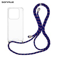 Θήκη Σιλικόνης με Κορδόνι Sonique Armor Clear Xiaomi Redmi Note 14 5G Rainbow Μπλε