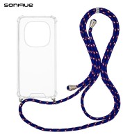 Θήκη Σιλικόνης με Κορδόνι Sonique Armor Clear Xiaomi Redmi Note 14 Pro 5G / Redmi Note 14 Pro Plus 5G / Poco X7 5G Rainbow Μπλε