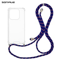 Θήκη Σιλικόνης με Κορδόνι Sonique Armor Clear Xiaomi Redmi Note 14 4G (164.84mm) Rainbow Μπλε