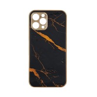 GKK Electroplate Marble Glass Case Apple iPhone 12 Pro Μαύρο