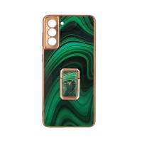 GKK Electroplate Glass Case with Holder Samsung Galaxy S21 Πράσινο