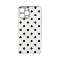 GKK Electroplate Glass Case Apple iPhone 12 Pro Max Πουά Λευκό