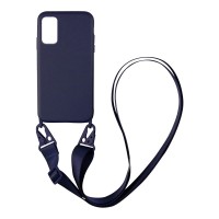 Θήκη Σιλικόνης με Strap CarryHang Sonique Samsung Galaxy A41 Μπλε Σκούρο