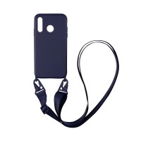 Θήκη Σιλικόνης με Strap CarryHang Sonique Huawei P30 Lite Μπλε Σκούρο